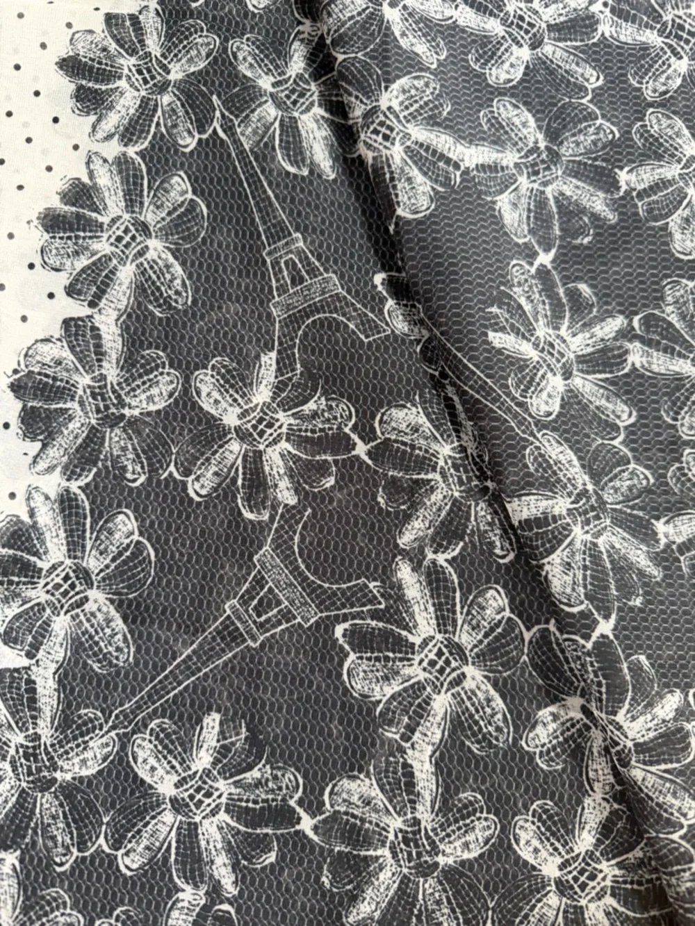 Karl Lagerfeld Black & Cream Floral and‎ Eiffel Tower Scarf